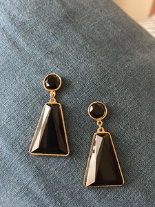 Black & Gold Geometric Drop Earrings & Neckpiece