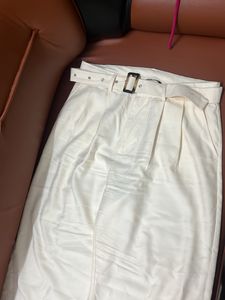 Wide-Leg White Belted Pants
