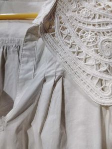 White Lace Trim Blouse