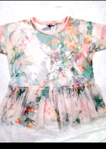 Floral Print Sheer Layering Transparent Top