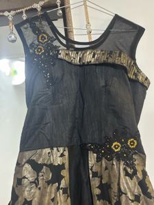 Black & Gold Embellished Party Dress