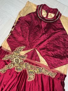 Elegant Maroon Halter Anarkali
