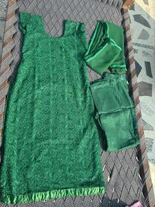 Green Chikankari Suit