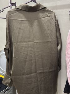 Olive Green Satin Shirt