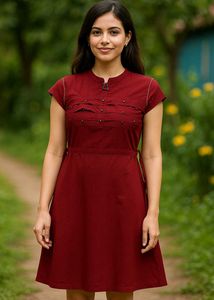 Punk/Edgy Street Style Aesthetic Maroon Dress