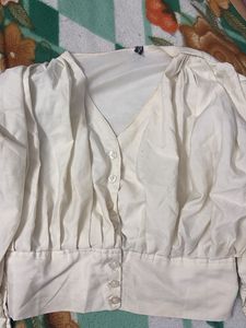 Elegant White satin zara Shirt