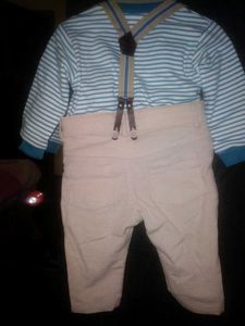 Boys Striped Shirt and Suspender Pants Outfit