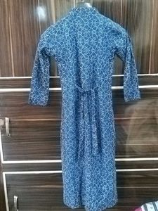 Printed Blue Kurta With Golden Plazoo