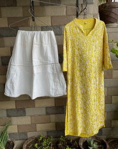 Yellow Embroidered Kurta Sharara Set
