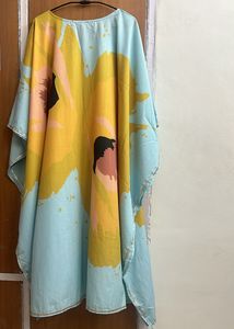 Blue Kaftan With White Lower