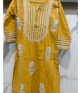 Yellow Chikankari Kurti