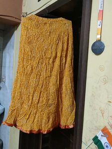 Yellow Bandhani Print Skirt