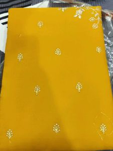 Golden Embroidery Mustard Colour  Unstitched Suit