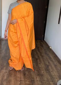 Beautiful Coral Orange Saree With Blouse