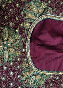 Hand Made New Zari Work Embroidered Sari Blouse
