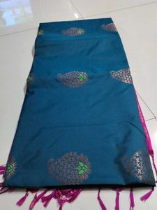 Elegant Mayil Blue Soft silk Saree