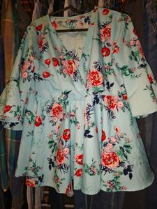 Floral Print Flared Sleeve Top 34 - 36 inches