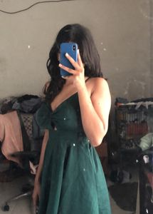 Green back open sexy dress