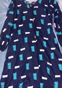 Navy Blue U Neck Kurti