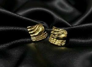 Gold Tone Statement Earrings,Stainless steel, Prem