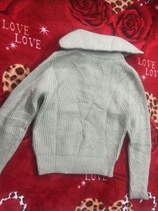 Stylish Mint Green Half-Zip Knit Sweater for Woman