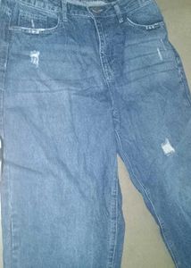 Distressed Blue Denim Jeans