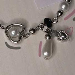 Pearl &amp; Heart Charm Bracelet
