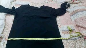 Elegant Black Dress with Pearl Detail