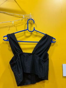 Black Button-Up Crop Top