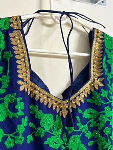 Royal Blue Embroidered Anarkali – Custom Stitched