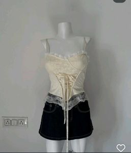 Lace Trim Corset Top