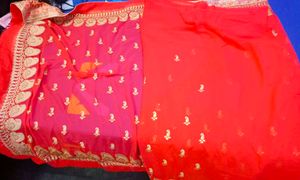 Orange Embroidered Saree