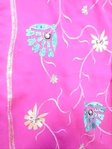 Pink Floral Embroidered Fabric