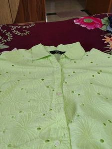 Green Eyelet Top