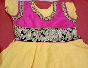 Beautiful Anarkali Dress (Yellow-Pink)