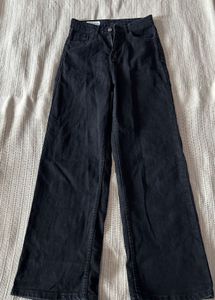 Black denim straight fit jeans