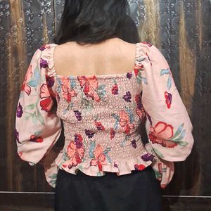 Floral Print Smocked Crop Top🎀
