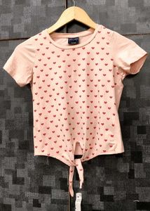 Heart Print Tie-Front Tee