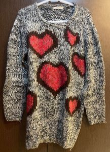 Womens Heart Design Woolen Sweater