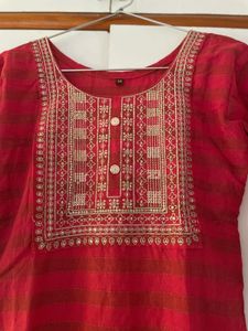 Red Kurta Pent Set