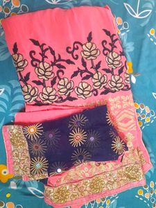 Fancy Desginer Saree With Stitched Blouse