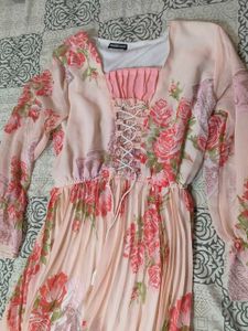 Floral Dress With Ruffled Long Sleeves