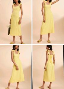 Brand New(Newme) Yellow Solid Chiffon Strapy Dress