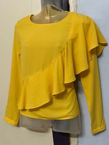 Wardrobe Branded Yellow Ruffle Detail Top