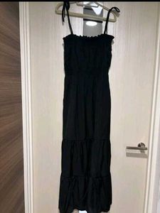 Black Summer Tie Up Dress
