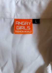 White 3/4 Sleeve Button-Down