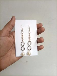 Stylish Pearl Drop Infinity Earrings