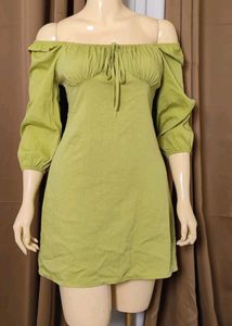 Green Long Sleeve Mini Dress