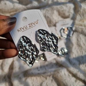 All Abstracts Stainless Steel Silver Earrings