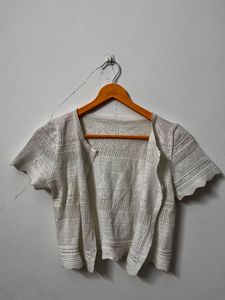 White Crochet Knit Top